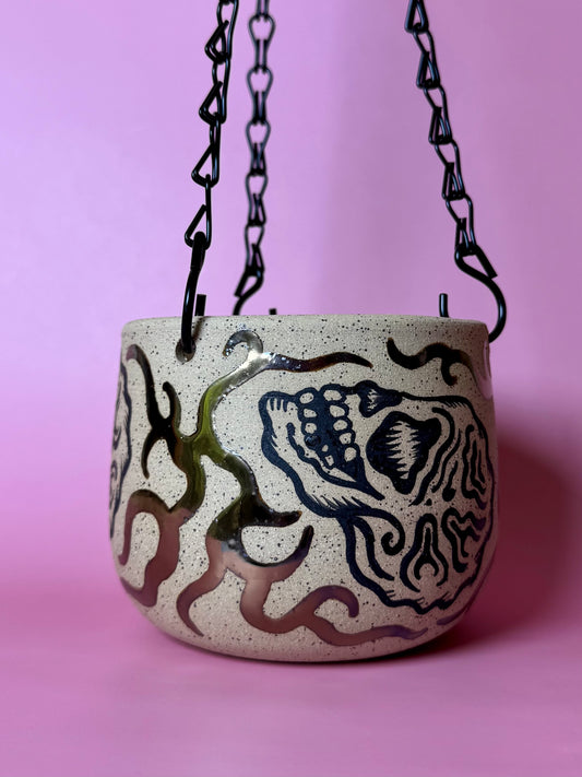 Skull Hanging Planter - Gold