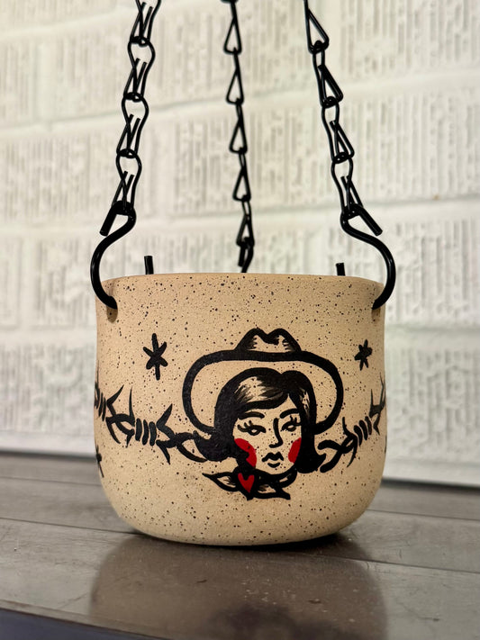 Cowgirl Hanging Planter