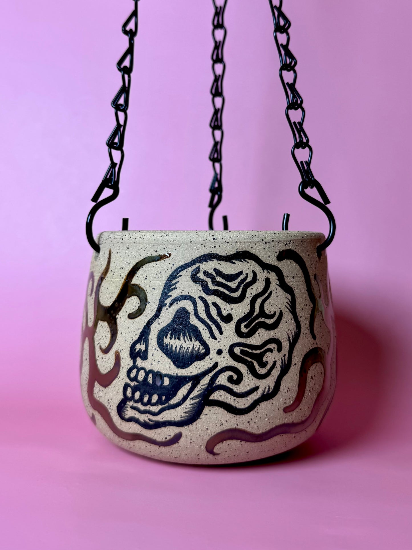 Skull Hanging Planter - Gold